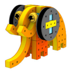 A grand toy big elephant animal constructed using BAKOBA's modular, shock-absorbent, and sensory-friendly building elements.