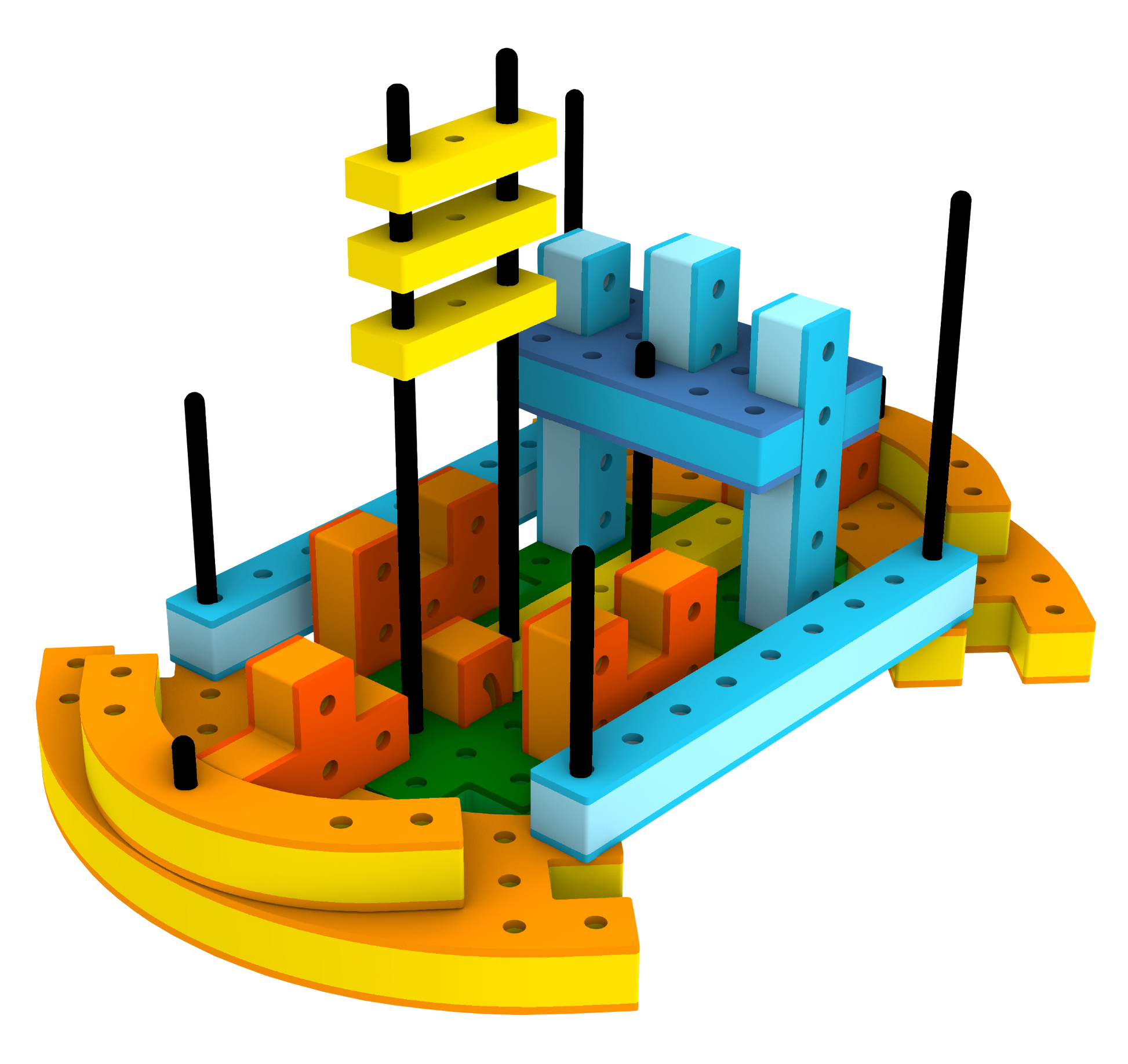 Large BAKOBA Adventure Range big boat toy built from soft, floating waterproof foam blocks with multiple decks and masts.