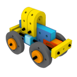 A smart toy caravan car vehicle constructed using BAKOBA's waterproof, flexible, and sensory-friendly foam building modules.