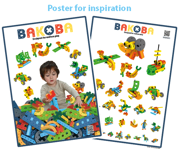 Double-sided A2 laminated poster featuring vibrant, splash-proof building diagrams for castles, rockets, and animals.