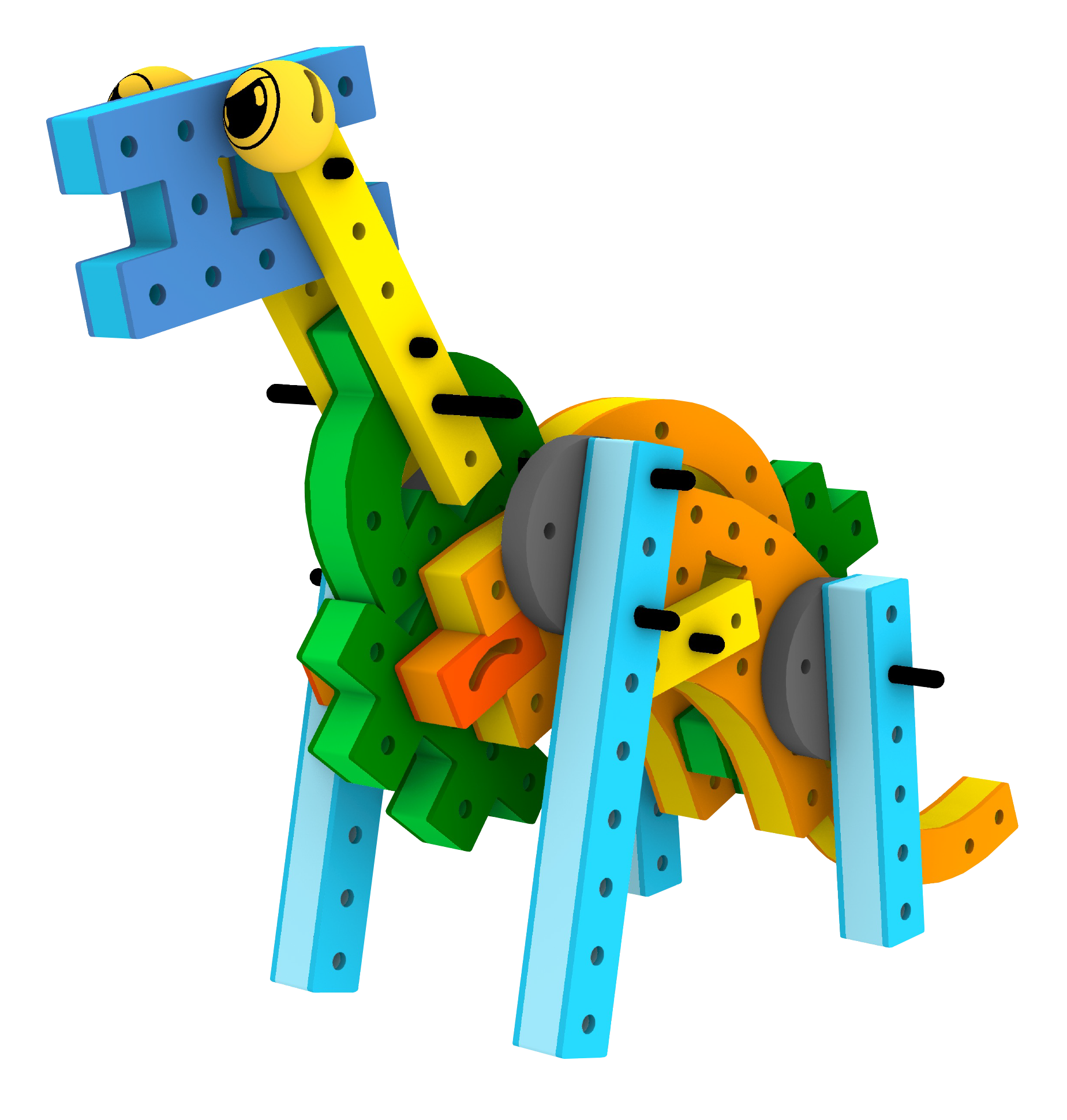 Green BAKOBA Adventure Range dinosaur toy built from soft, waterproof foam blocks with movable joints and sharp teeth.