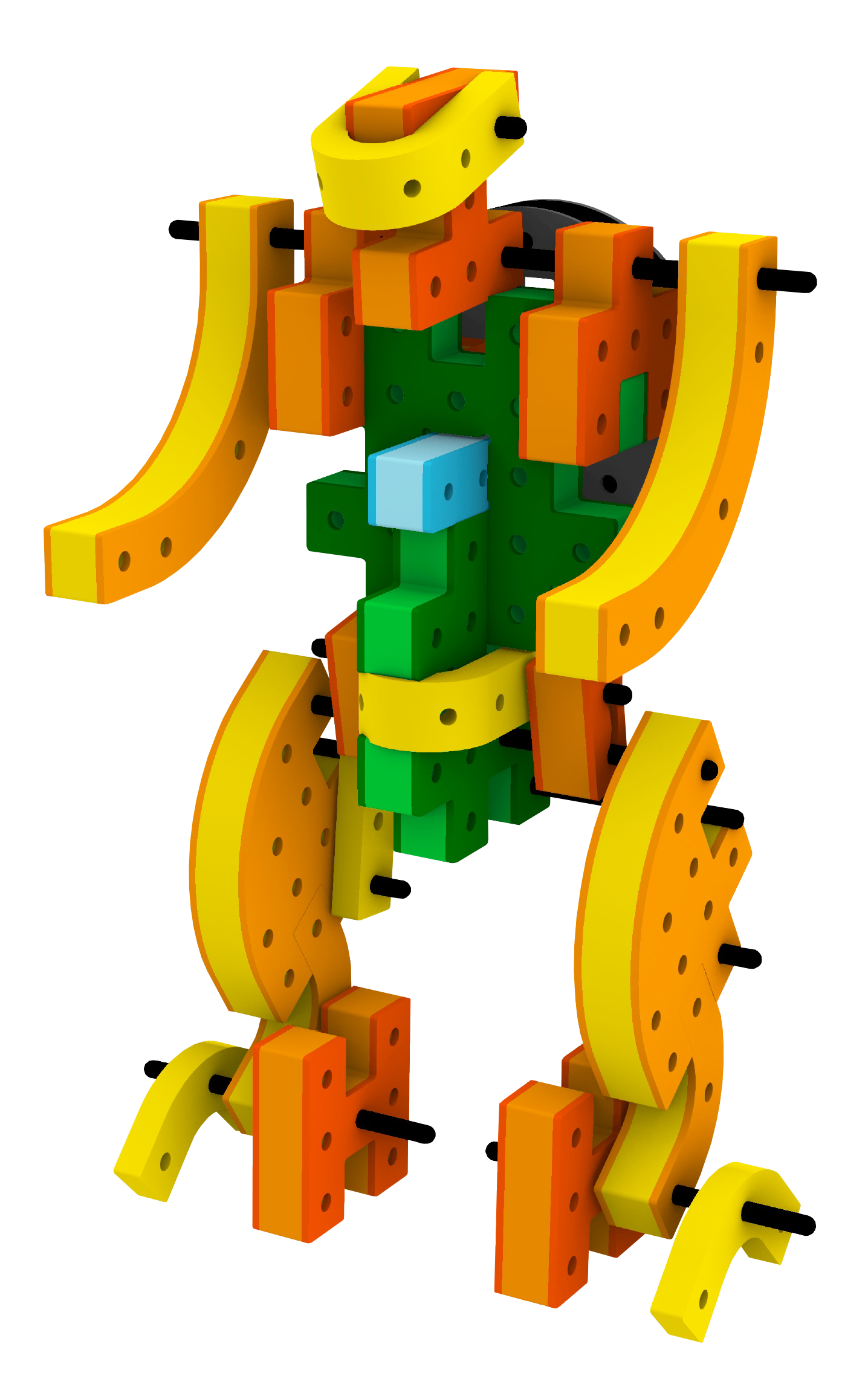 Colourful BAKOBA Adventure Range big robot toy built from foam blocks with bright wheels and expressive cartoon eyes.