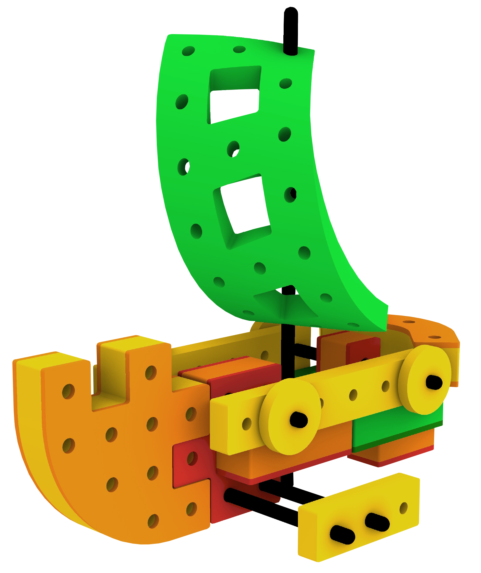 Multicolor toy sailboat with a bright green sail! Soft, noise-free, and floats perfectly in the bath. Ages 3+!