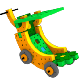 A lovely toy stroller pram constructed using BAKOBA's soft, lightweight, and durable sensory developmental building modules.