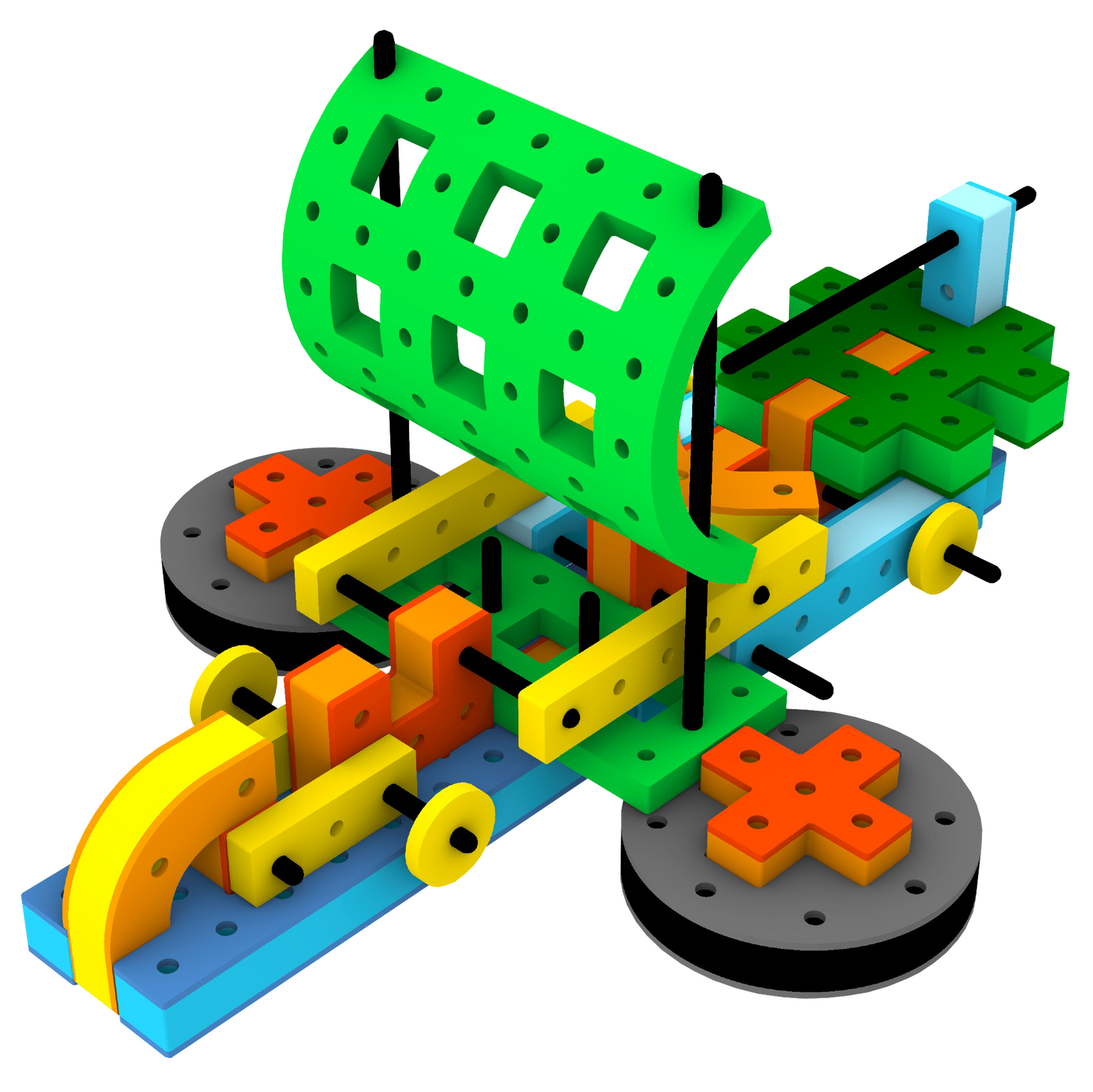 Historic BAKOBA Adventure Range viking ship toy built from soft, floating waterproof foam blocks with a large sail and oars.