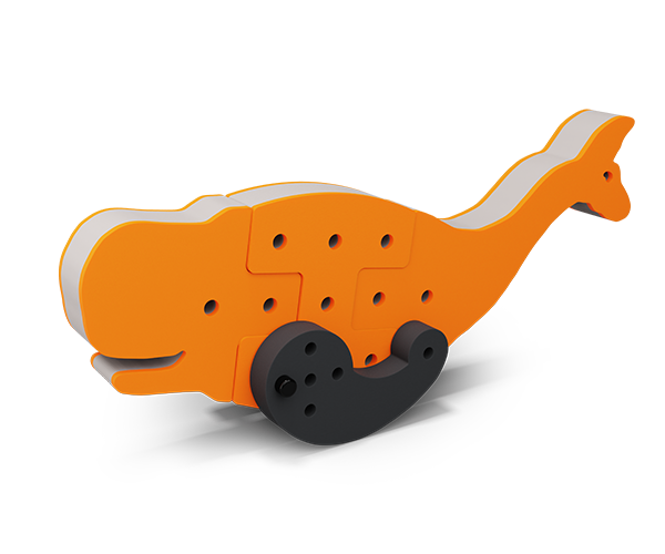 Yellow BAKOBA whale with funny eyes and a gray tail! Floats in the bath, machine-washable, and noise-free. Ages 3+!